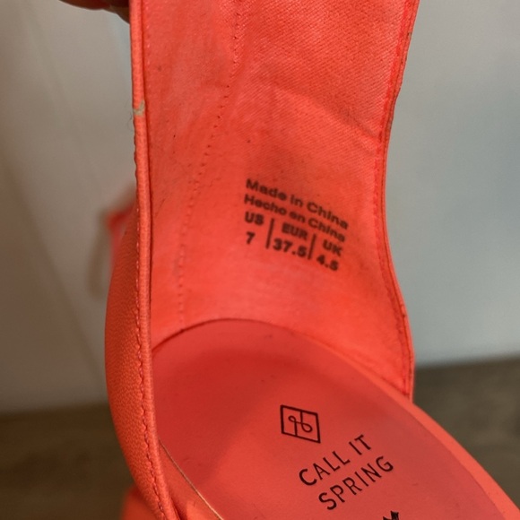 Call It Spring | Faux Leather E;ectric Melon- Orangey Stiletto Heels - US 7 - Picture 4 of 5